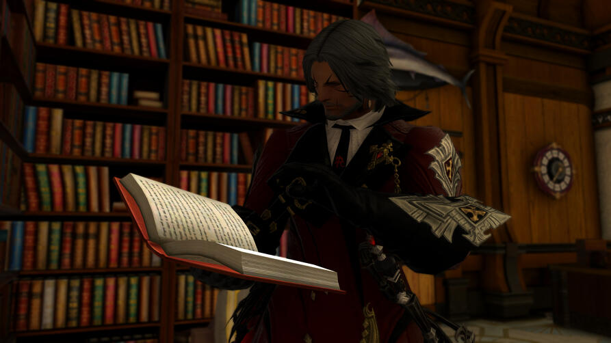 At his Library